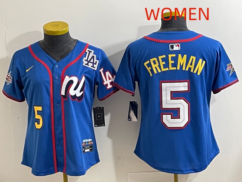 Women 2025 Los Angeles Dodgers #5 Freeman Blue Nike 2025 MLB All Star Jersey style 008->women mlb jersey->Women Jersey